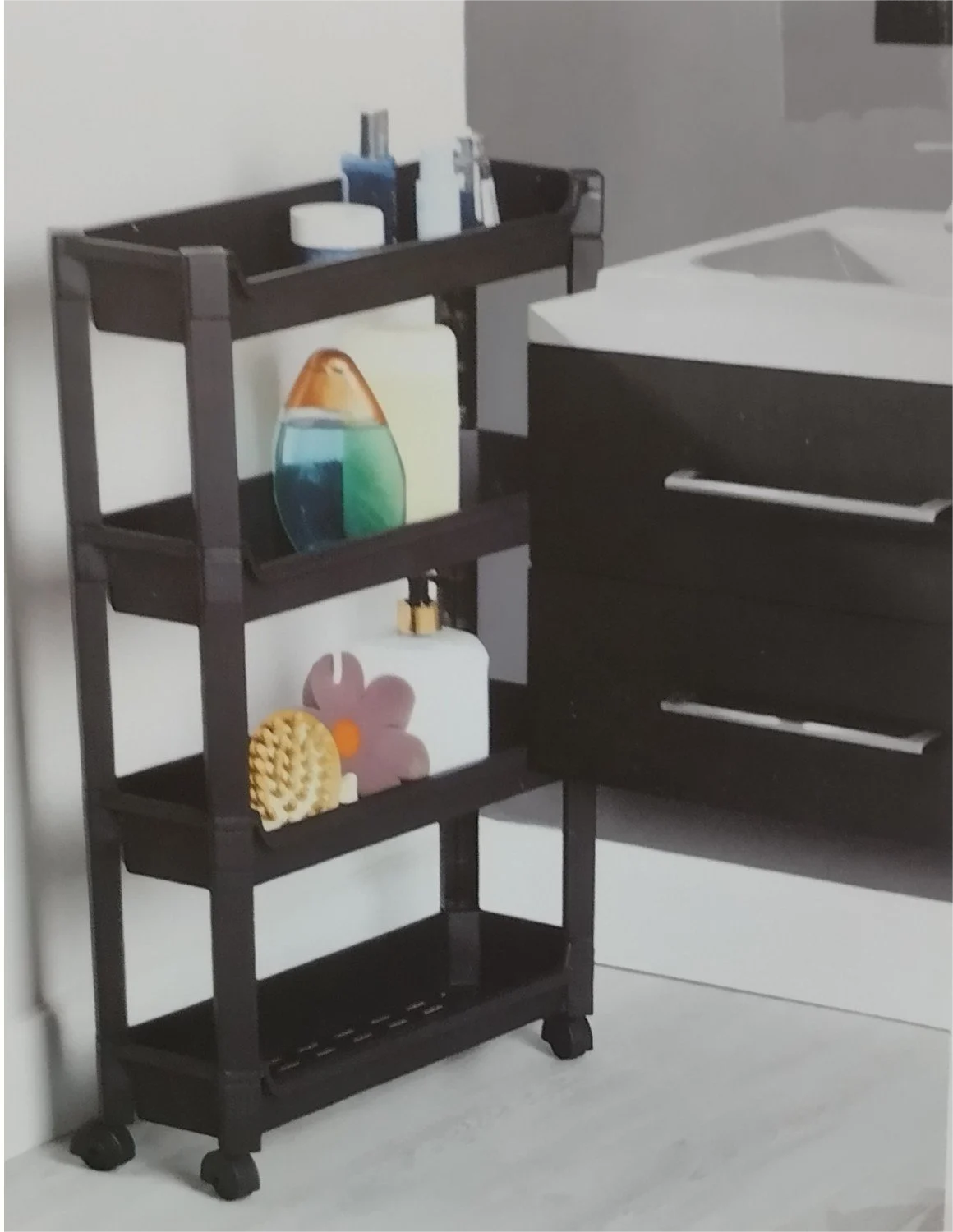 4 Katlı Tekerlekli Banyo ve Mutfak Rafı Organizer