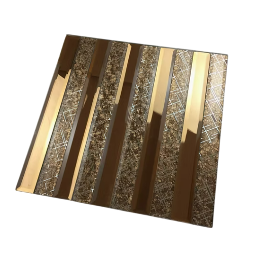 Kendinden Yapışkanlı Mozaik Panel - Dekoratif Duvar Kaplaması - Bronz ve Parıltılı