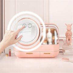 LED Işıklı Makyaj Aynası, Mini Fan ve Kozmetik Düzenleyici (USB Şarjlı)