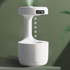 Anti-Gravite Ultrasonik Hava Nemlendirici – Soğuk Buhar 800 ml LED Gösterge Saatli, Ultra Hafif