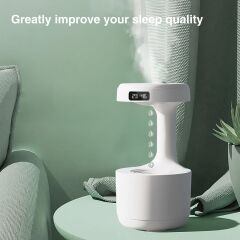 Anti-Gravite Ultrasonik Hava Nemlendirici – Soğuk Buhar 800 ml LED Gösterge Saatli, Ultra Hafif