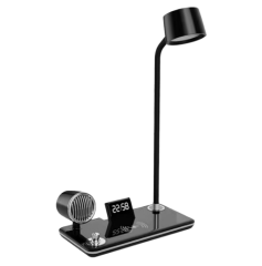 Kablosuz Bluetooth Hoparlörlü Alarm Saatli Masa Lambası - Clark Lamba, Dokunmatik Kontrol ve Uygulama Desteği