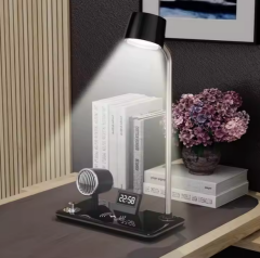 Kablosuz Bluetooth Hoparlörlü Alarm Saatli Masa Lambası - Clark Lamba, Dokunmatik Kontrol ve Uygulama Desteği