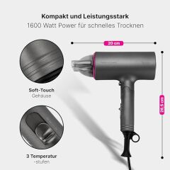 PROFICARE 1600W Saç Kurutma Makinesi – İyon Teknolojili ve Katlanabilir