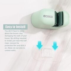 ECOCO Duvara Monte Süpürge ve Mop Askılığı | Kaymaz, Delme Gerektirmeyen Pratik Organizer