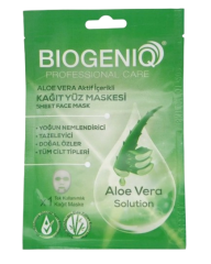 BIOGENIQ Aloe Vera Solution Tek Kullanımlık Kağıt Yüz Maskesi – Yoğun Nem ve Canlılık İçin