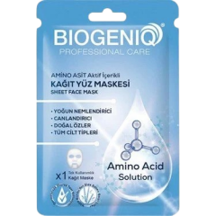 BIOGENIQ Amino Acid Solution Tek Kullanımlık Kağıt Yüz Maskesi – Yoğun Nem ve Canlılık İçin
