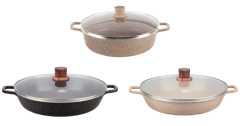 NEWAL Classic Büyük Genş Kapaklı Granit Tencere - 36 CM