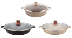 NEWAL Classic Büyük Genş Kapaklı Granit Tencere - 40 CM