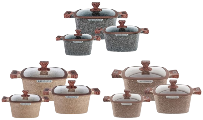 NEWAL Jumbo Tencere Seti - 6 Parça - 22/24/26 CM